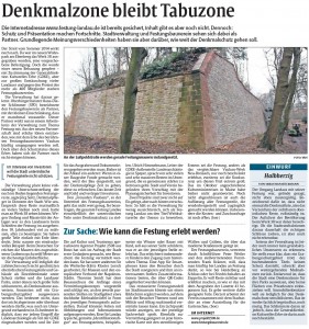 Rheinpfalz-Bericht zur Denkmalzone Festung Landau