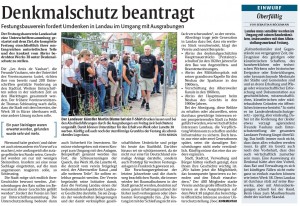 Rheinpfalz-Bericht zum Unterschutzstellungs-Antrag des Festungsbauvereins